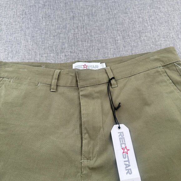 NEW!‎ Red Star Womens Shorts 8/29 Olive Green High Waisted Pockets $88 - Picture 3 of 12